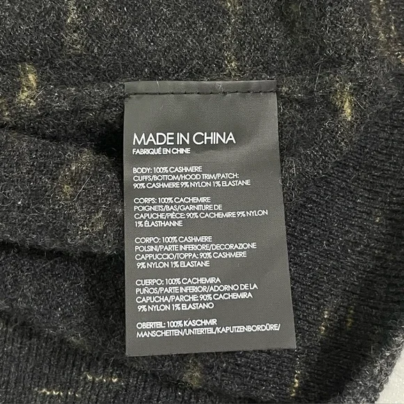 Club Monaco Cashmere Sweater Pullover Hoodie Charcoal Medium - Picture 12 of 13